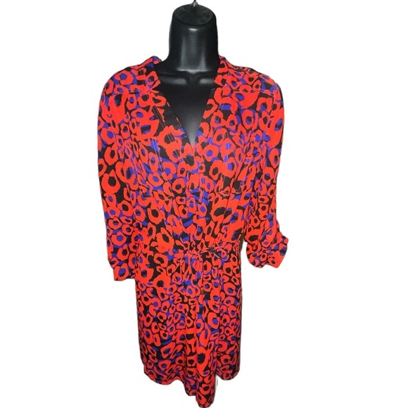 Metaphor Animal Print Red & Blue Color Dress Size 10 - Picture 4 of 12